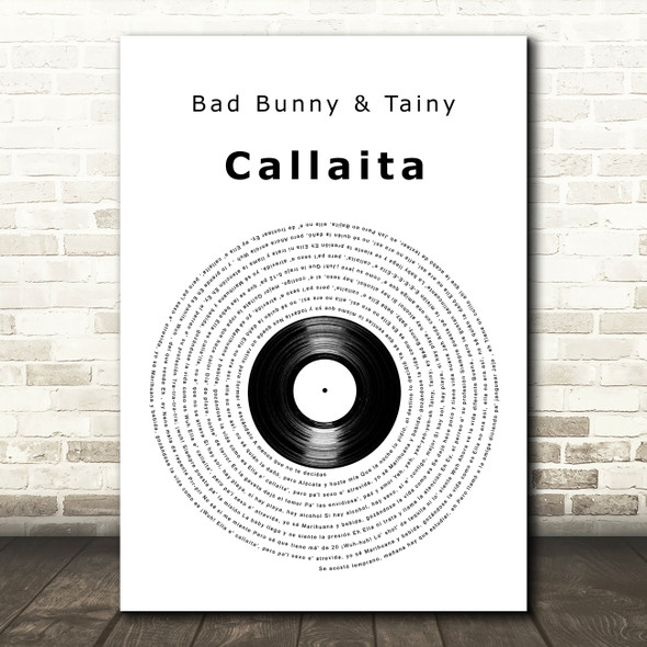 Bad Bunny & Tainy Callaita Vinyl Record Decorative Wall Art Gift Song Lyric Print