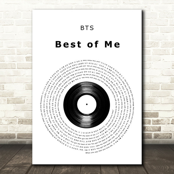BTS Best of Me Vinyl Record Decorative Wall Art Gift Song Lyric Print