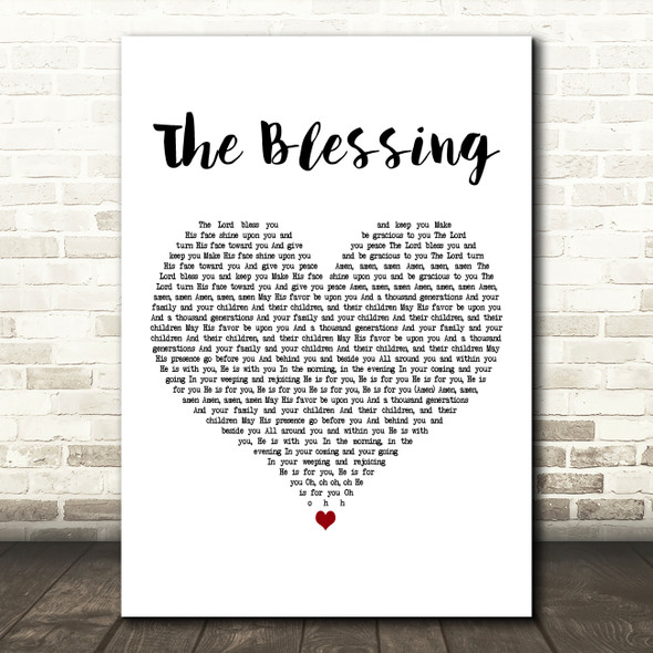 Kari Jobe feat. Cody Carnes The Blessing White Heart Decorative Wall Art Gift Song Lyric Print
