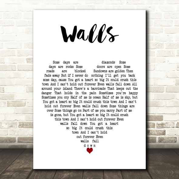 Tom Petty And The Heartbreakers Walls White Heart Decorative Wall Art Gift Song Lyric Print