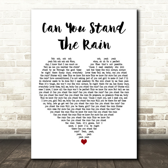 New Edition Can You Stand the Rain White Heart Decorative Wall Art Gift Song Lyric Print