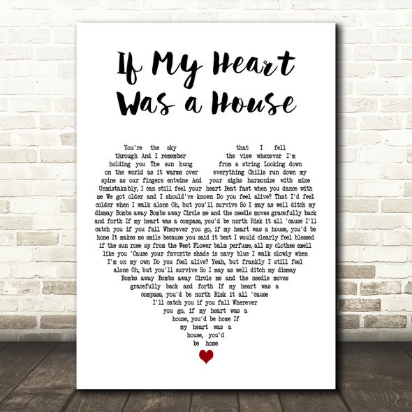 Owl City If My Heart Was a House White Heart Decorative Wall Art Gift Song Lyric Print