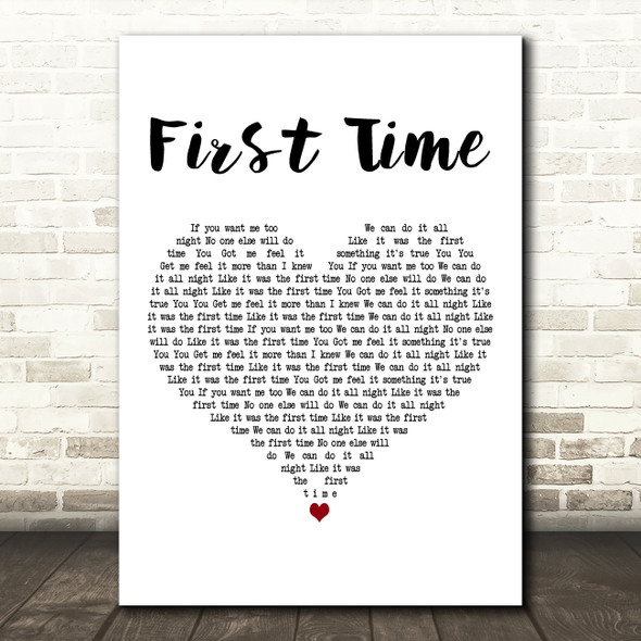 M-22 feat. Medina First Time White Heart Decorative Wall Art Gift Song Lyric Print