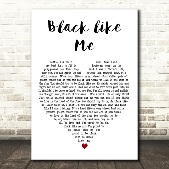 Mickey Guyton Black Like Me White Heart Decorative Wall Art Gift Song Lyric Print