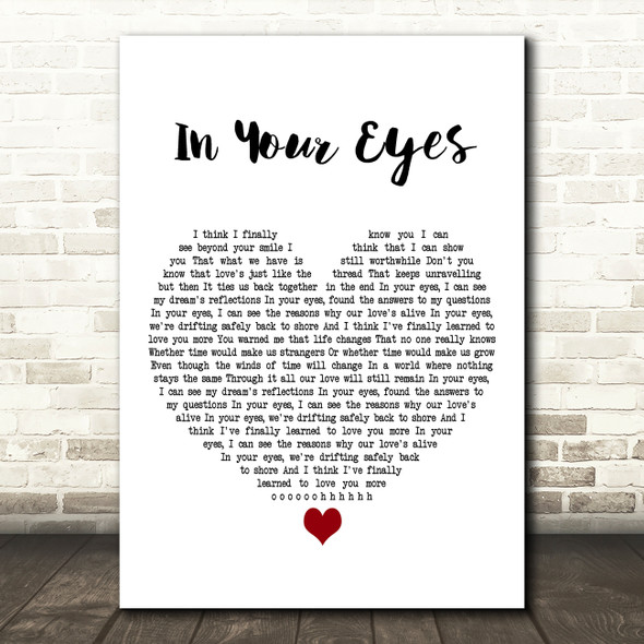 George Benson In Your Eyes White Heart Decorative Wall Art Gift Song Lyric Print