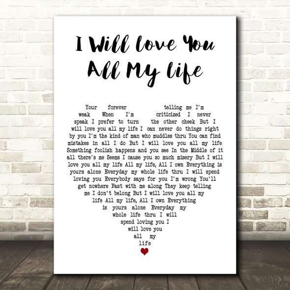 Charlie Landsborough I Will Love You All My Life White Heart Song Lyric Print