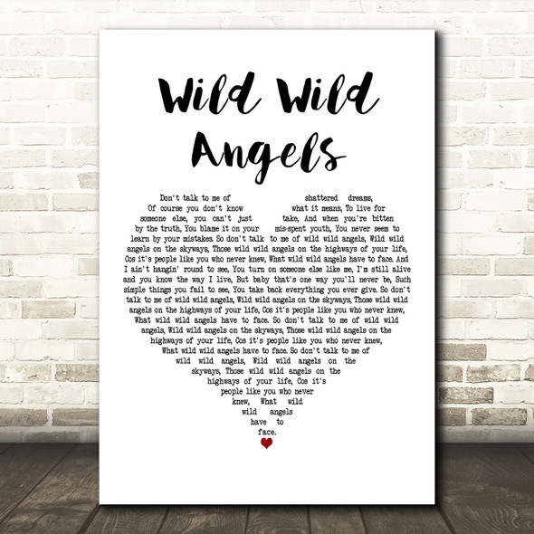 Smokie Wild Wild Angels White Heart Decorative Wall Art Gift Song Lyric Print