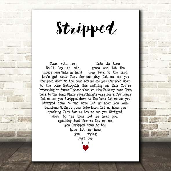 Depeche Mode Stripped White Heart Decorative Wall Art Gift Song Lyric Print