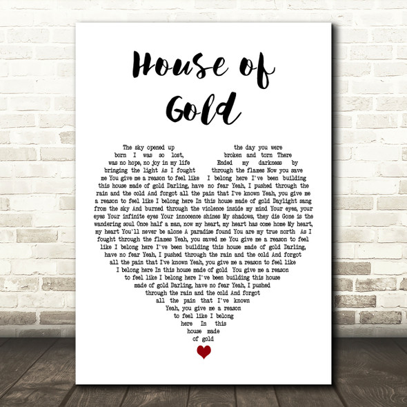 Atreyu House of Gold White Heart Decorative Wall Art Gift Song Lyric Print