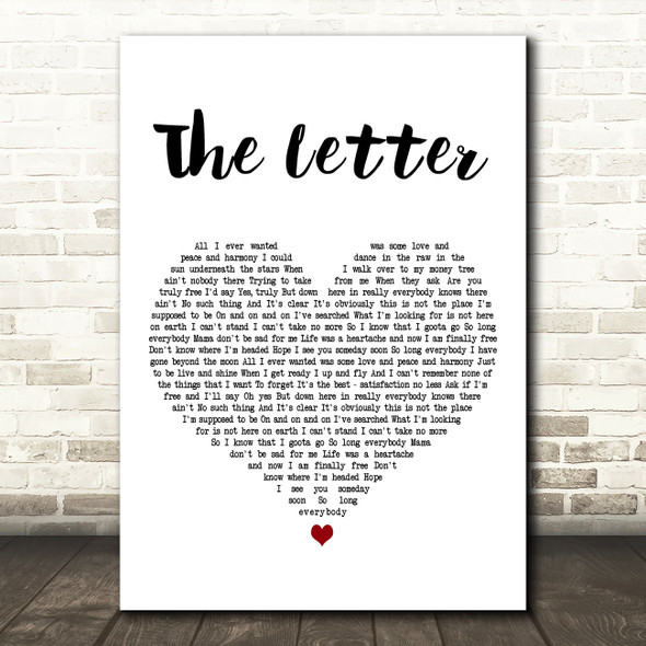 Macy Gray The Letter White Heart Decorative Wall Art Gift Song Lyric Print