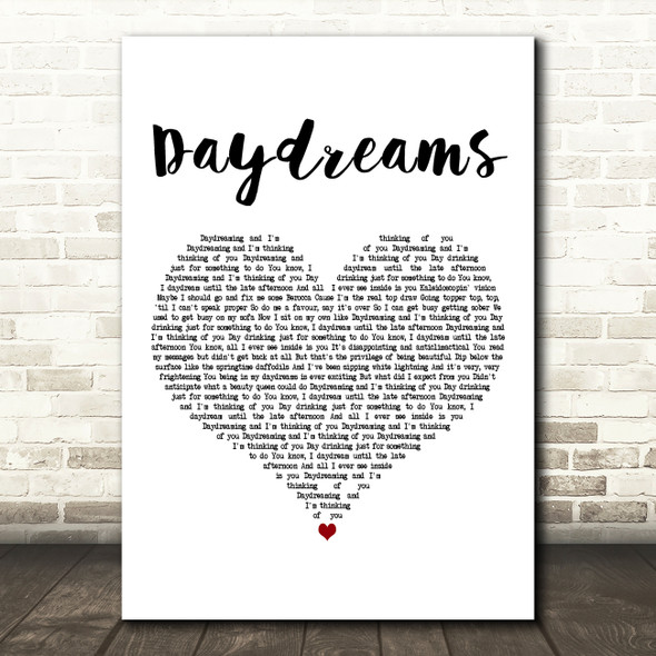 Easy Life Daydreams White Heart Decorative Wall Art Gift Song Lyric Print
