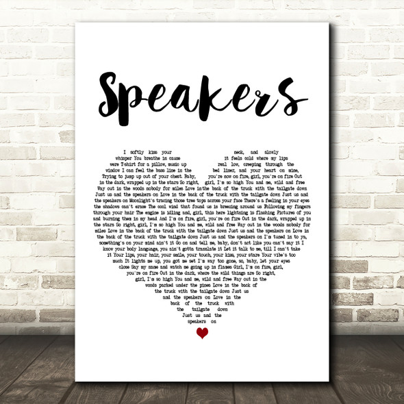 Sam Hunt Speakers White Heart Decorative Wall Art Gift Song Lyric Print