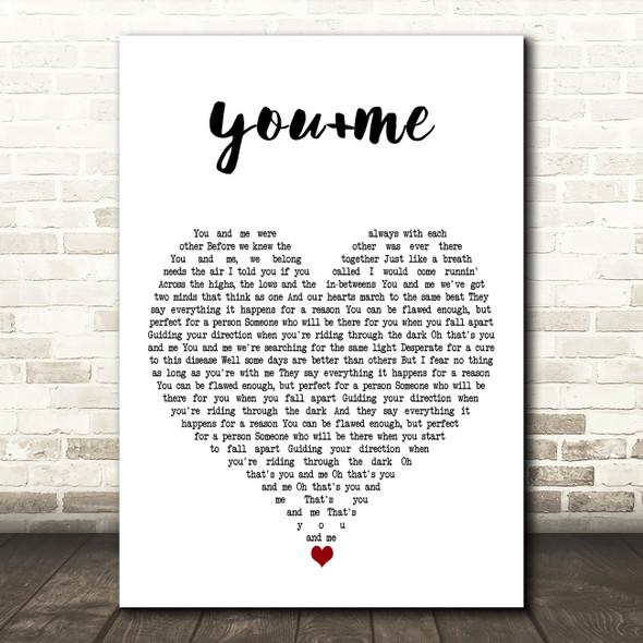 Rose Ave you+me White Heart Decorative Wall Art Gift Song Lyric Print