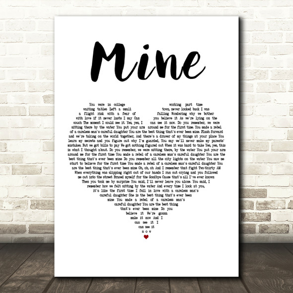 Glee Cast Mine White Heart Decorative Wall Art Gift Song Lyric Print