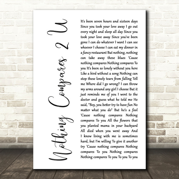 Chris Cornell Nothing Compares 2 U White Script Decorative Wall Art Gift Song Lyric Print