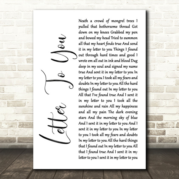 Bruce Springsteen Letter To You White Script Decorative Wall Art Gift Song Lyric Print