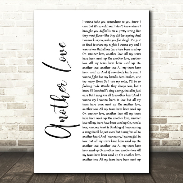 Tom Odell Another Love White Heart Song Lyric Art Print