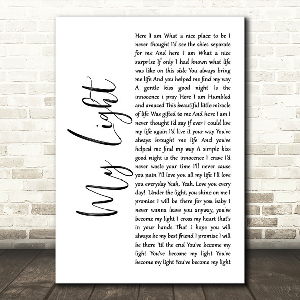 Sully Erna My Light White Script Decorative Wall Art Gift Song Lyric Print