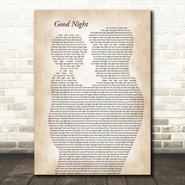 The Beatles Good Night Father & Child Decorative Wall Art Gift Song Lyric Print