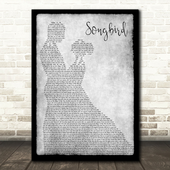 Oasis Songbird Grey Man Lady Dancing Decorative Wall Art Gift Song Lyric Print