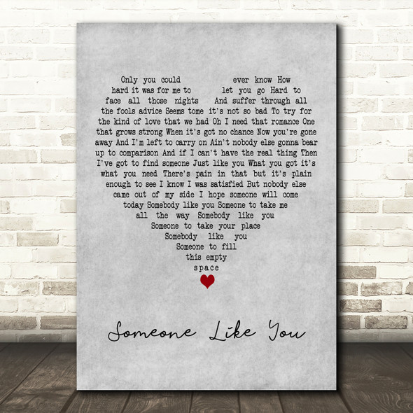 Daryl Hall & John Oates Someone Like You Grey Heart Decorative Wall Art Gift Song Lyric Print