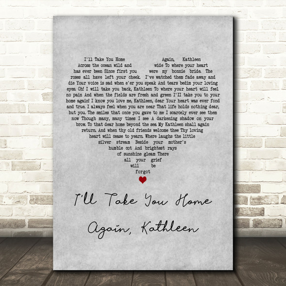 Josef Locke I'll Take You Home Again, Kathleen Grey Heart Decorative Gift Song Lyric Print