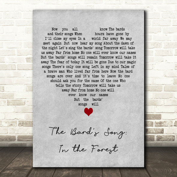 Blind Guardian The Bard's Song In the Forest Grey Heart Decorative Gift Song Lyric Print