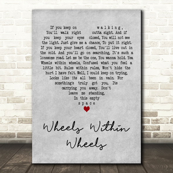 Rory Gallagher Wheels Within Wheels Grey Heart Decorative Wall Art Gift Song Lyric Print