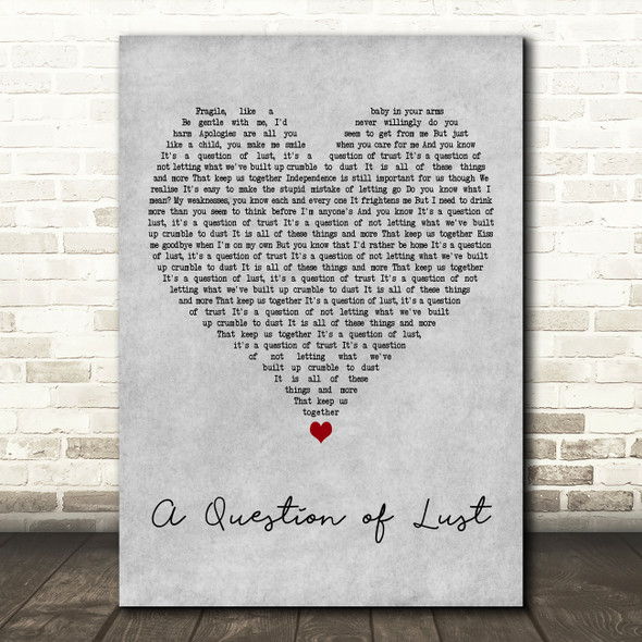 Depeche Mode A Question of Lust Grey Heart Decorative Wall Art Gift Song Lyric Print