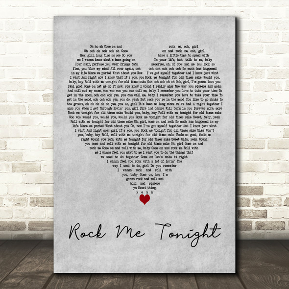 Freddie Jackson Rock Me Tonight Grey Heart Decorative Wall Art Gift Song Lyric Print