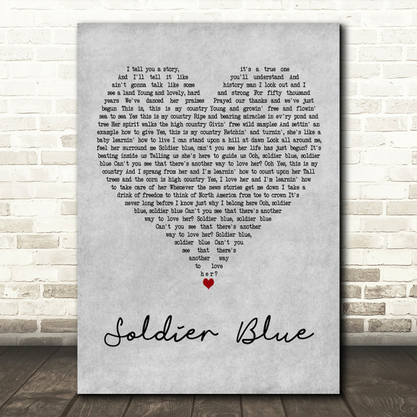 Buffy Sainte-Marie Soldier Blue Grey Heart Decorative Wall Art Gift Song Lyric Print