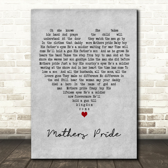 George Michael Mothers Pride Grey Heart Decorative Wall Art Gift Song Lyric Print