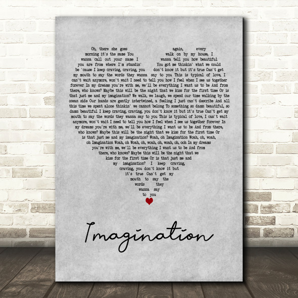 Shawn Mendes Imagination Grey Heart Decorative Wall Art Gift Song Lyric Print