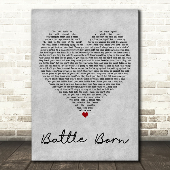 The Killers Battle Born Grey Heart Decorative Wall Art Gift Song Lyric Print