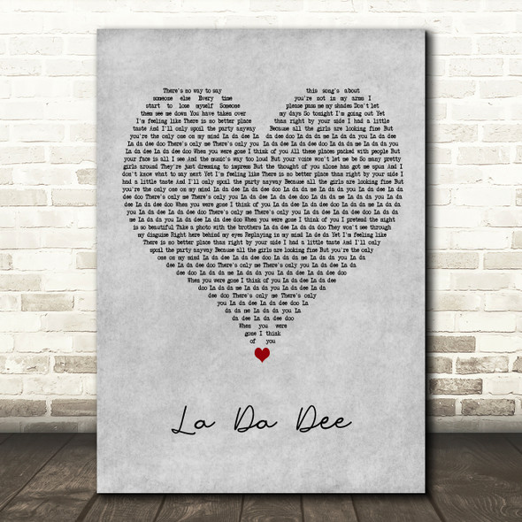 Cody Simpson La Da Dee Grey Heart Decorative Wall Art Gift Song Lyric Print