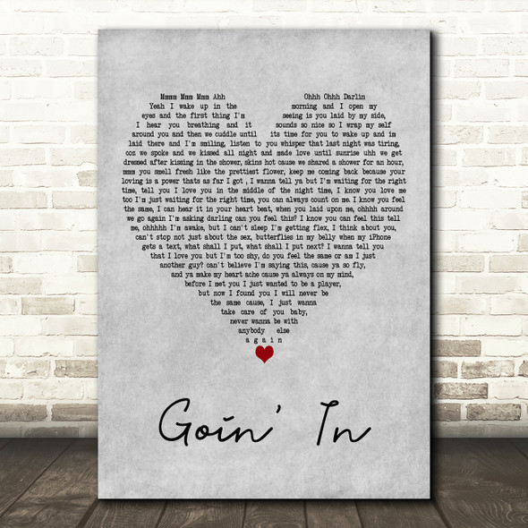 Tom Zanetti Goin' In Grey Heart Decorative Wall Art Gift Song Lyric Print