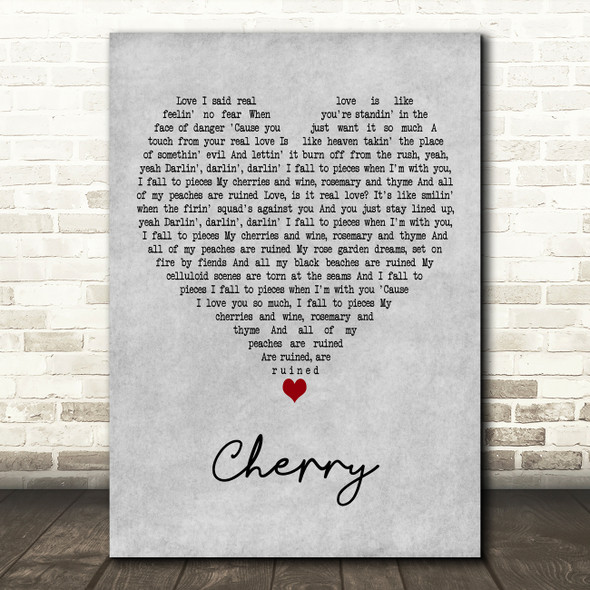 Lana Del Rey Cherry Grey Heart Decorative Wall Art Gift Song Lyric Print