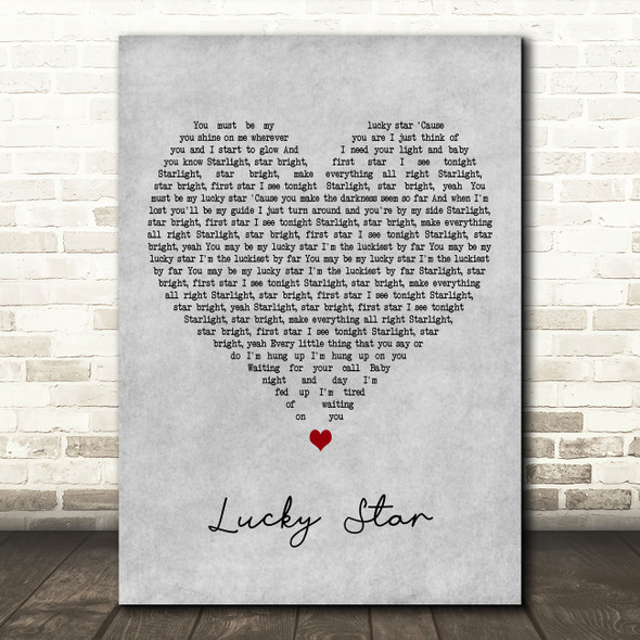 Madonna Lucky Star Grey Heart Decorative Wall Art Gift Song Lyric Print