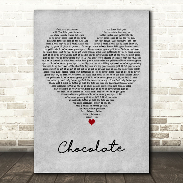 The 1975 Chocolate Grey Heart Decorative Wall Art Gift Song Lyric Print