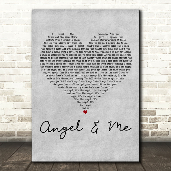 Toyah Angel & Me Grey Heart Decorative Wall Art Gift Song Lyric Print