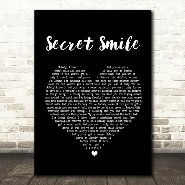 Semisonic Secret Smile Black Heart Song Lyric Quote Print