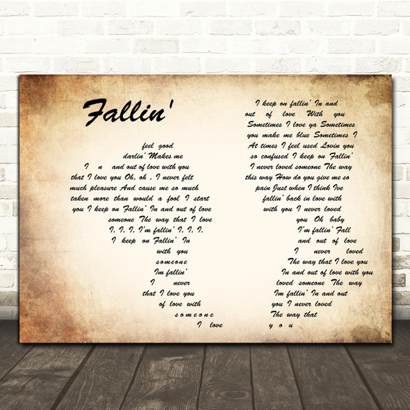 Alicia Keys Fallin' Man Lady Couple Decorative Wall Art Gift Song Lyric Print