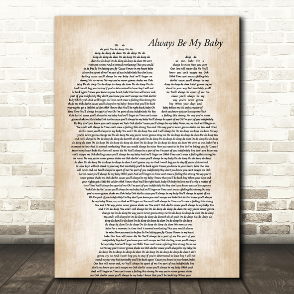 Mariah Carey Always Be My Baby Mother & Baby Decorative Wall Art Gift Song Lyric Print