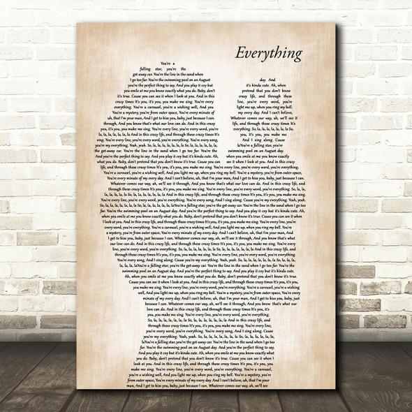 Michael Buble Everything Mother & Baby Decorative Wall Art Gift Song Lyric Print