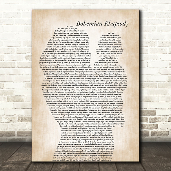 Queen Bohemian Rhapsody Mother & Baby Decorative Wall Art Gift Song Lyric Print