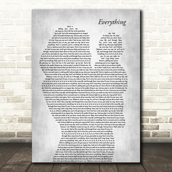Michael Buble Everything Mother & Baby Grey Decorative Wall Art Gift Song Lyric Print