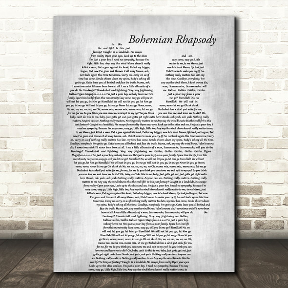 Queen Bohemian Rhapsody Mother & Baby Grey Decorative Wall Art Gift Song Lyric Print