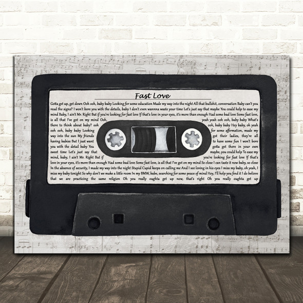 George Michael Fast Love Music Script Cassette Tape Decorative Wall Art Gift Song Lyric Print