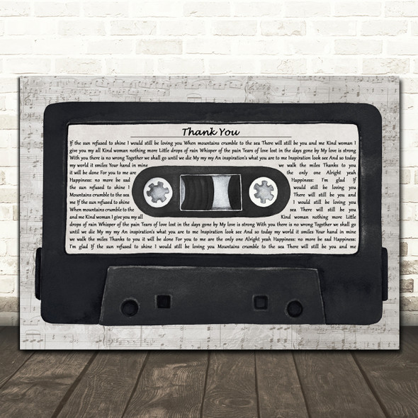 Led Zeppelin Thank You Music Script Cassette Tape Decorative Wall Art Gift Song Lyric Print