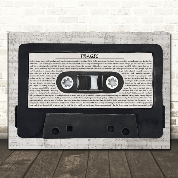The Kid LAROI TRAGIC Music Script Cassette Tape Decorative Wall Art Gift Song Lyric Print